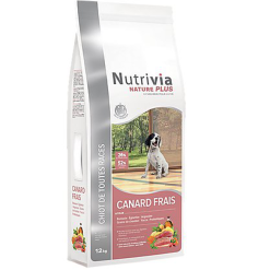 Nutrivia Nature Plus - Croquettes Naturelles Au Canard Frais Pour Chiot De Toutes Races - 12Kg