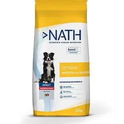 Nath - Croquettes Medium/Maxi Adult Sensitive Au Poisson Et Saumon Pour Chien - 12Kg