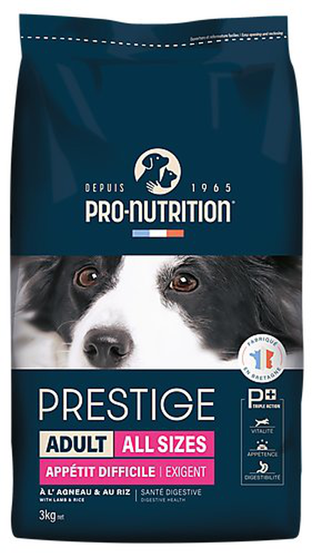 Pro Nutrition Pro-nutrition - Croquettes Prestige Adult All Sizes à L'Agneau Pour Chiens Difficiles - 3Kg 3 Pro Nutrition Pro-nutrition - Croquettes Prestige Adult All Sizes à L'Agneau Pour Chiens Difficiles - 3Kg